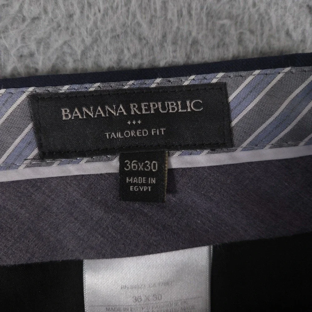 Banana Republic Pants Mens 36x30 Blue Tailored Fit Traveler Wool Trousers Slacks
